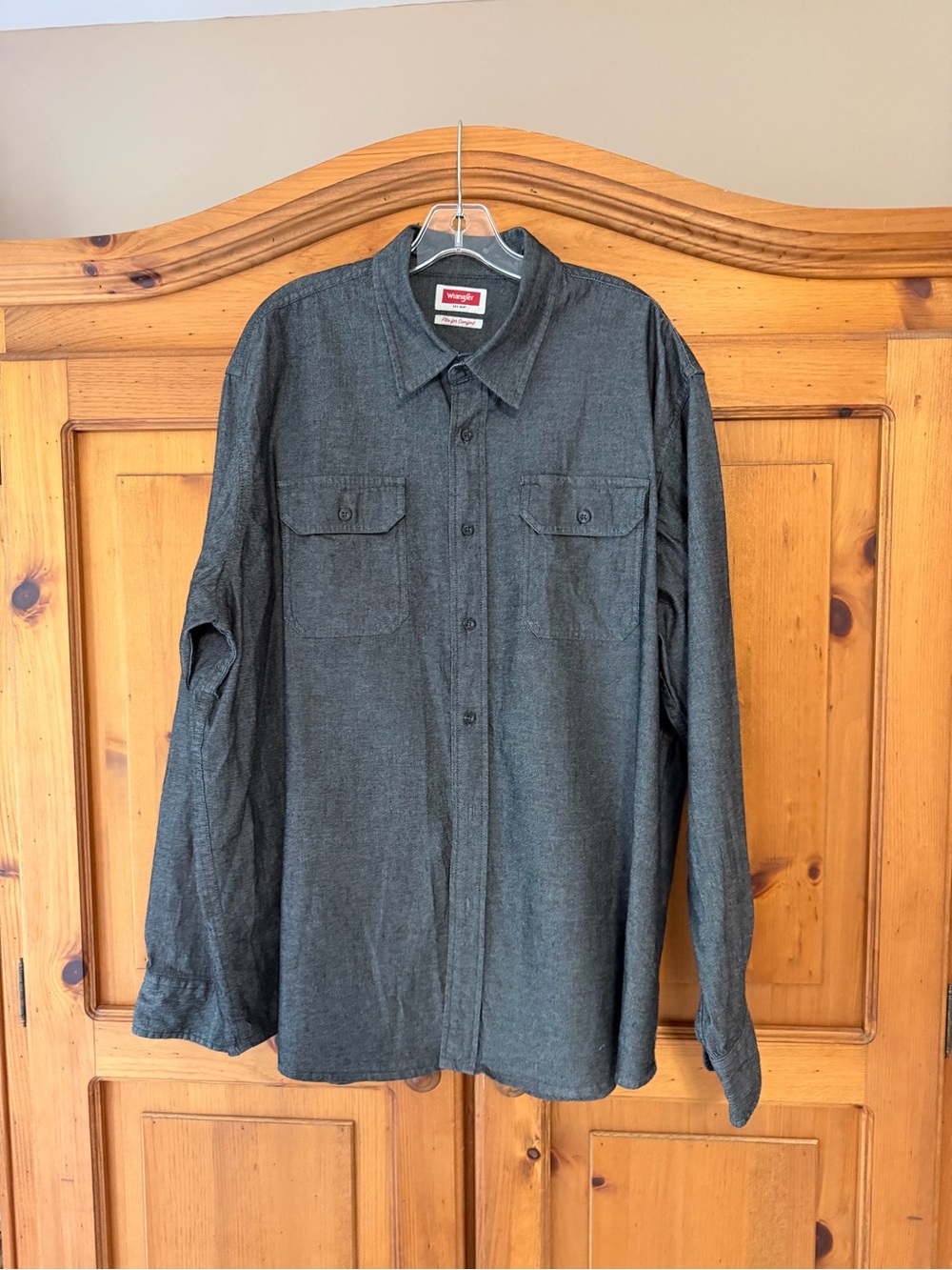 Wrangler Black Chambrey Button-Up Work Shirt